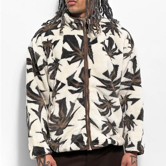 HUF Lowell Mens Jacquard Sherpa Zip-Up Jacket - sz S